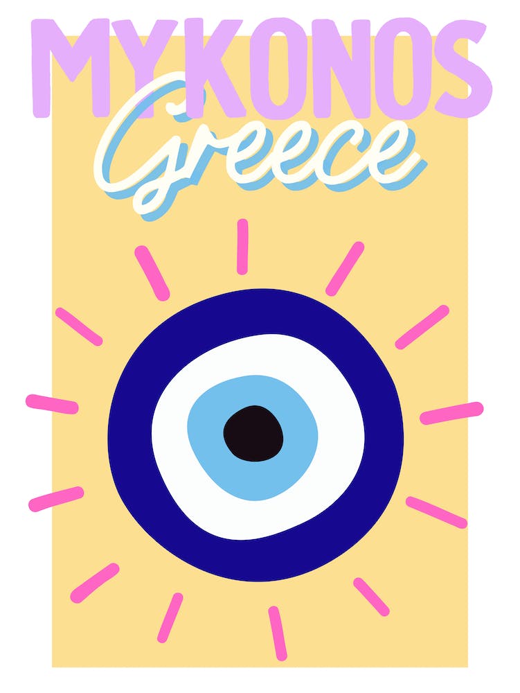 Affiche de Voyage Mykonos (Jaune) 1