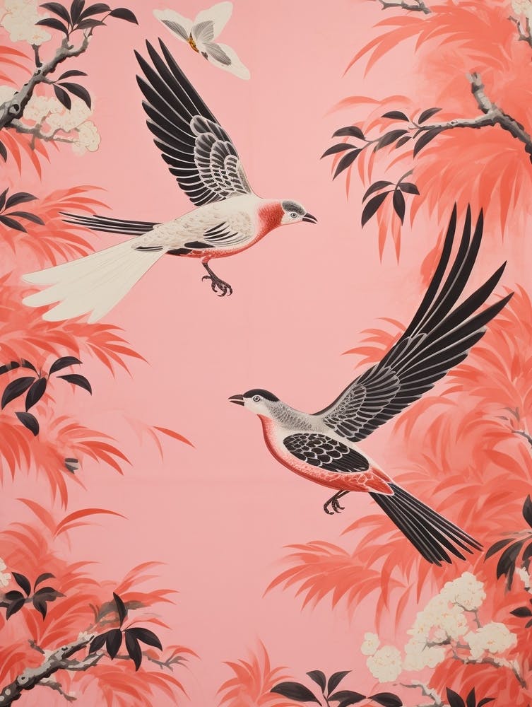 Vintage Japanese Inspired Bird Print Cuckoo 4