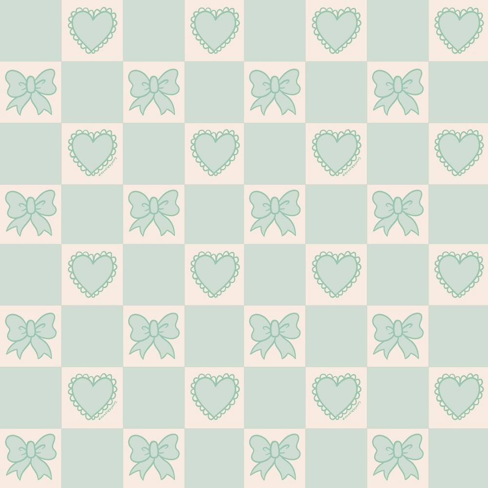 Blue Bow Checkered Print