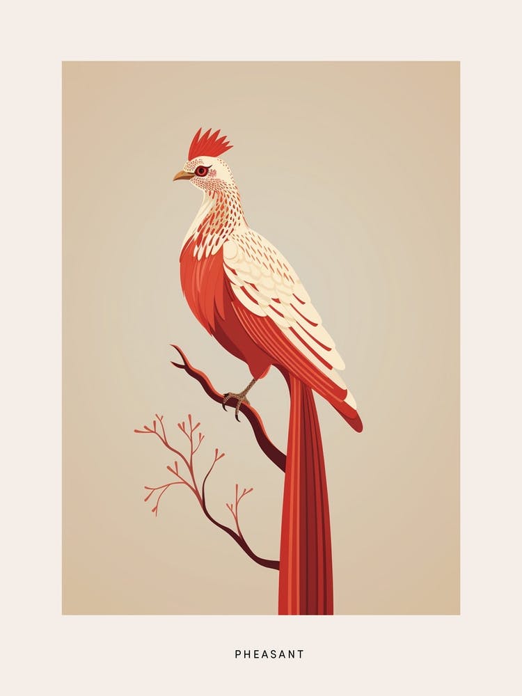 Minimalist Pheasant 2 Bird Poster