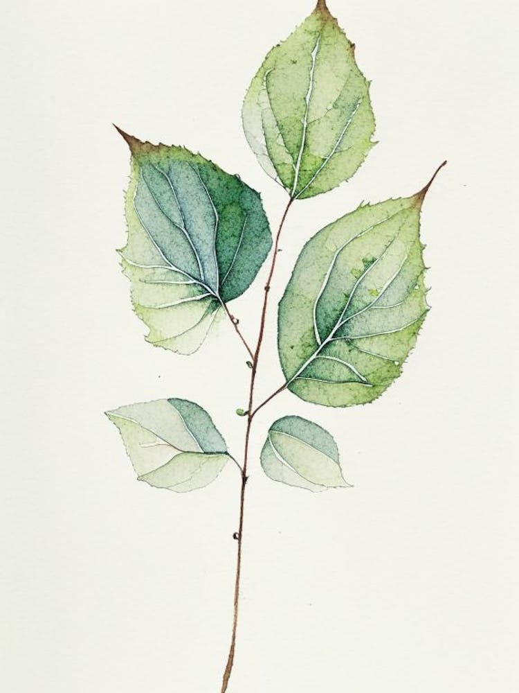 Feuille De Viorne Aquarelle Minimaliste 2