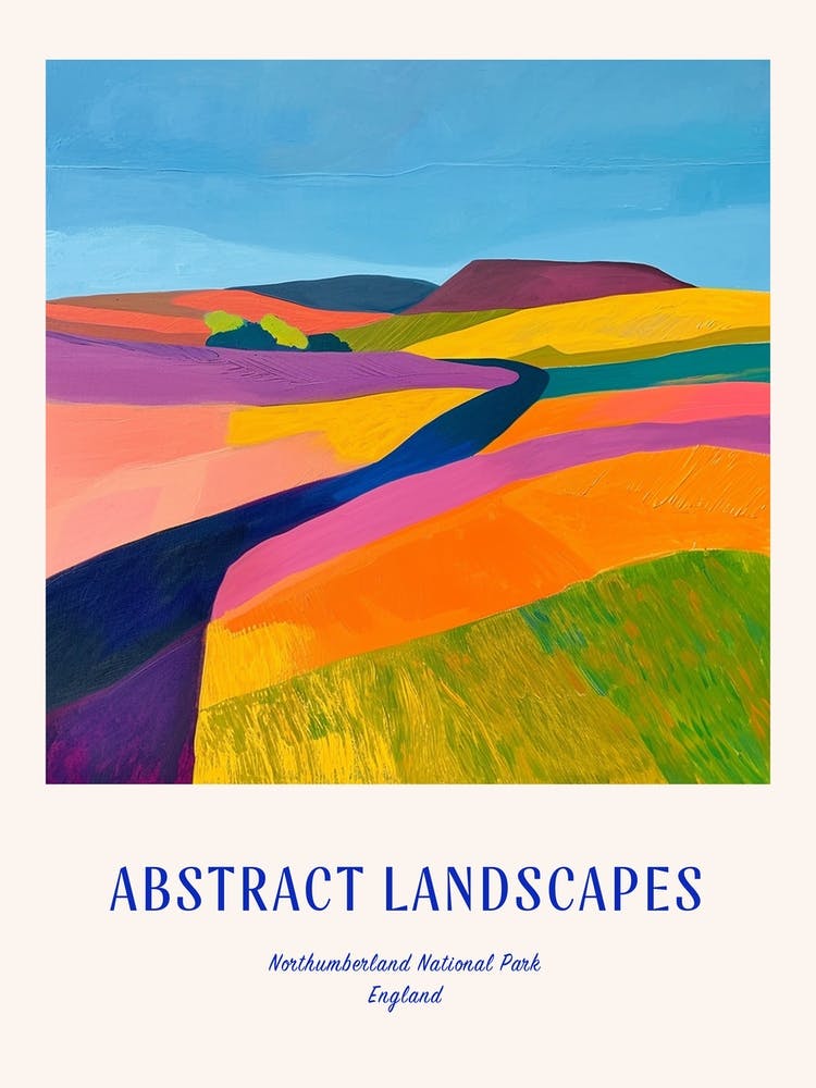 Colourful Abstract Northumberland National Park England 2 Poster Blue