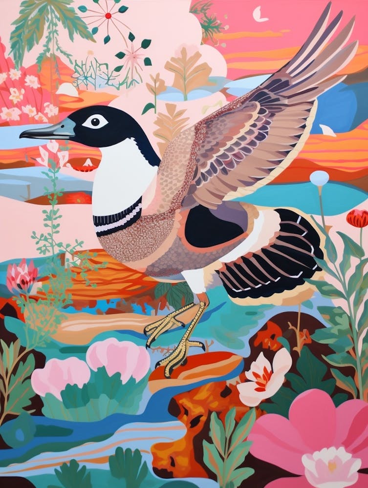 Maximalist Bird Painting Bufflehead 1