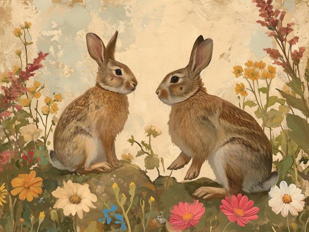 Illustration Animale Florale Lapin 4