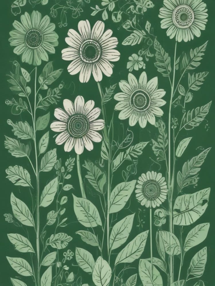 Sunflowers On Green