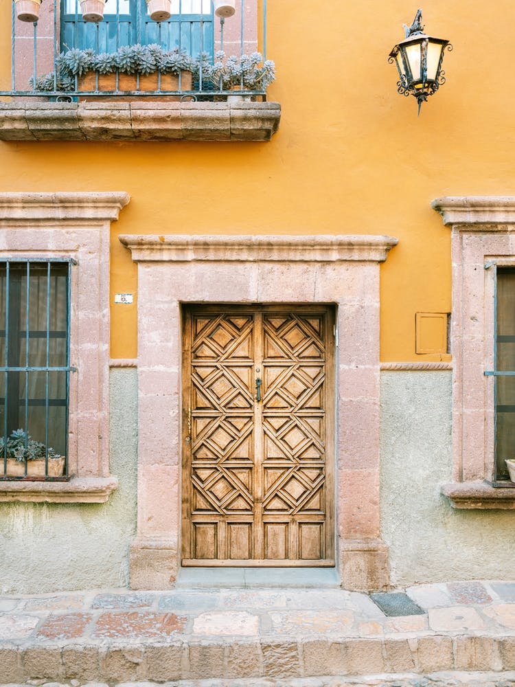 Blue And Yellow Street In Mexico