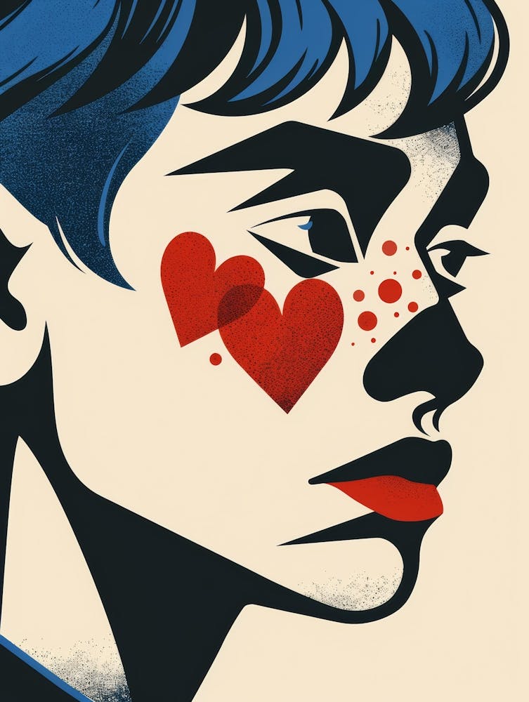 Girl With Hearts On Her Face 1