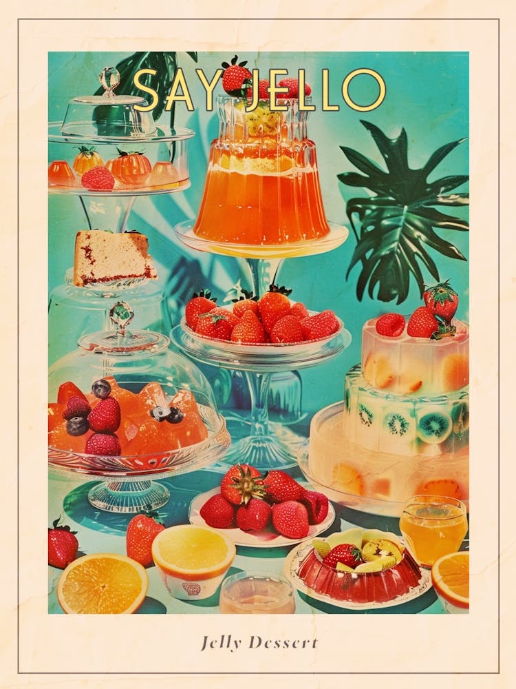 Jelly Dessert Selection Retro Collage 2 Poster