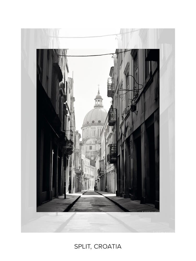 Poster Of Split, Croatia, Black And White Old Photo 3