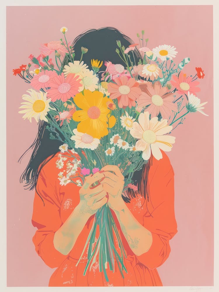 Spring Girl With Wild Flowers 4