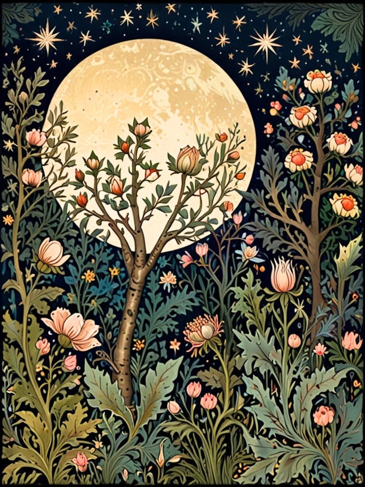 william morris Full Moon In The Garden