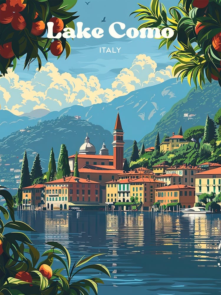 Lake Como Holiday Digital Travel Art