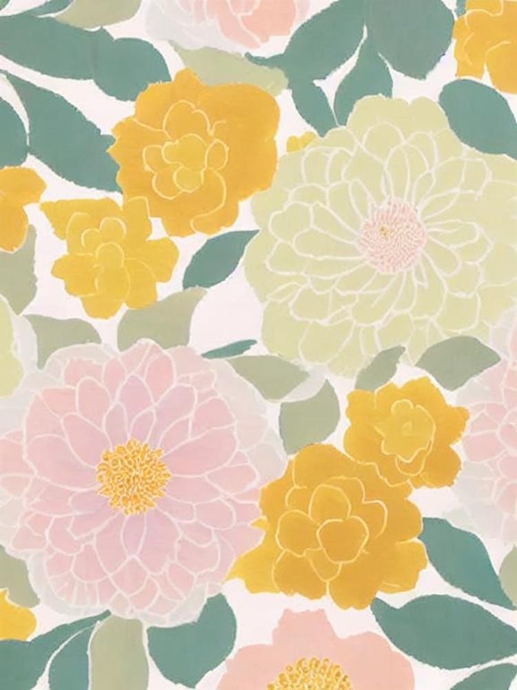 Camellia Pastel Floral 3 Flower