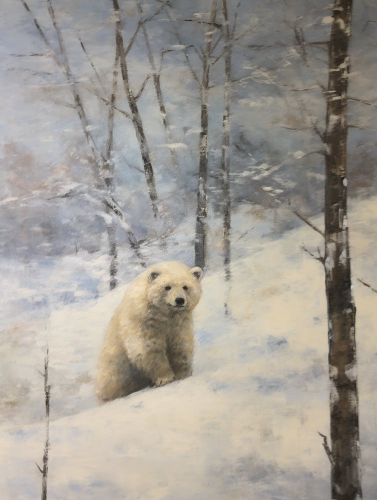 Vintage Winter Animal Painting Polar Bear 2