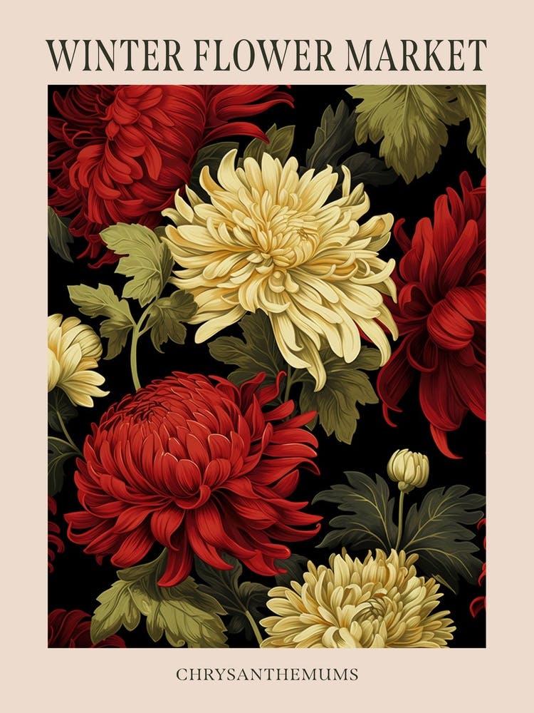 Chrysanthemums 2 Winter Flower Market Poster
