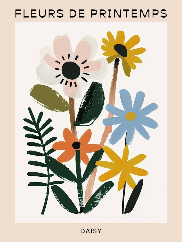 Spring Floral French Poster  Daisy 1