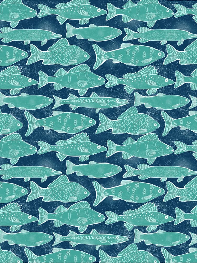 Block Print Lake Fish