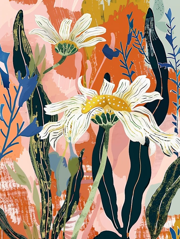 Colourful Flower Illustration Oxeye Daisy 3