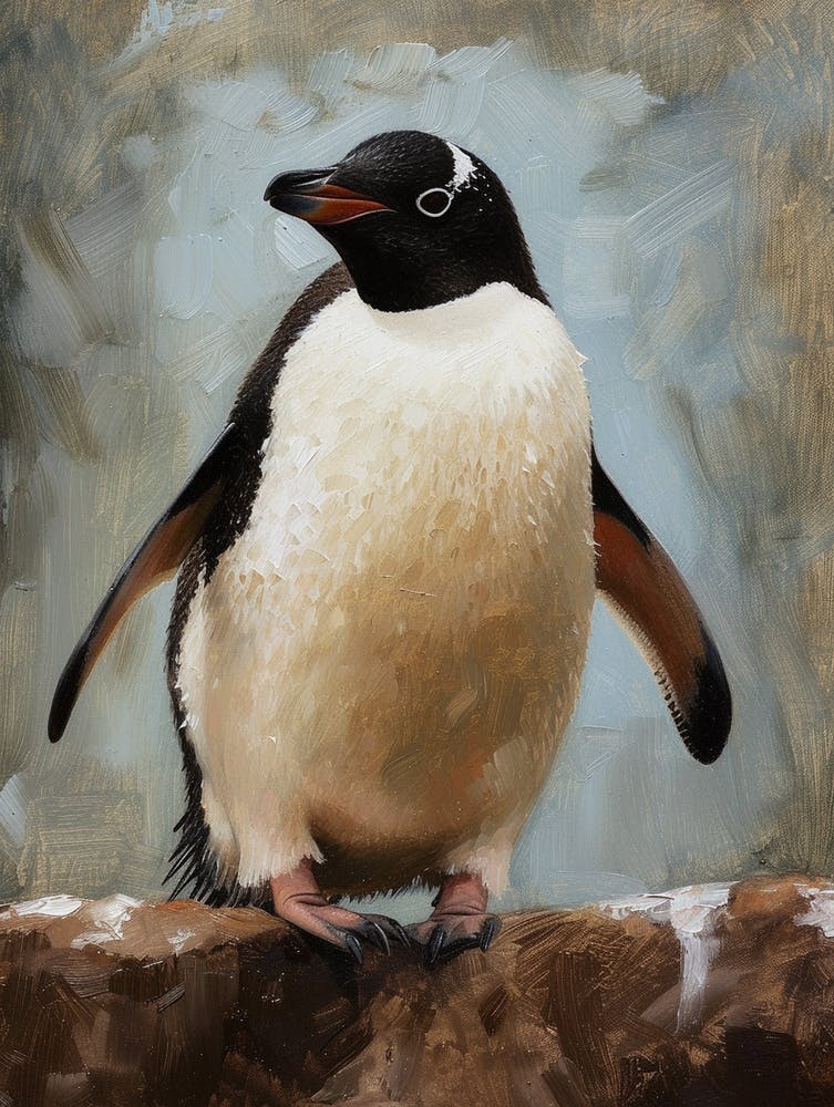 Adlie Penguin Signy Island Oil Painting 2
