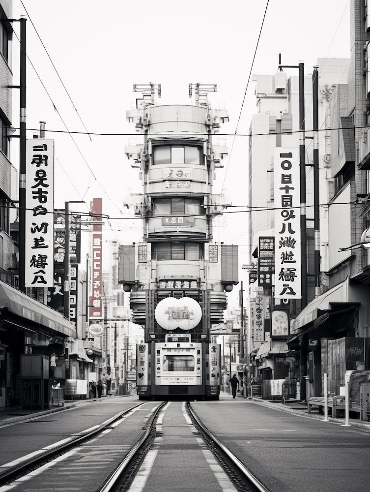Osaka, Japan, Black And White Old Photo 4