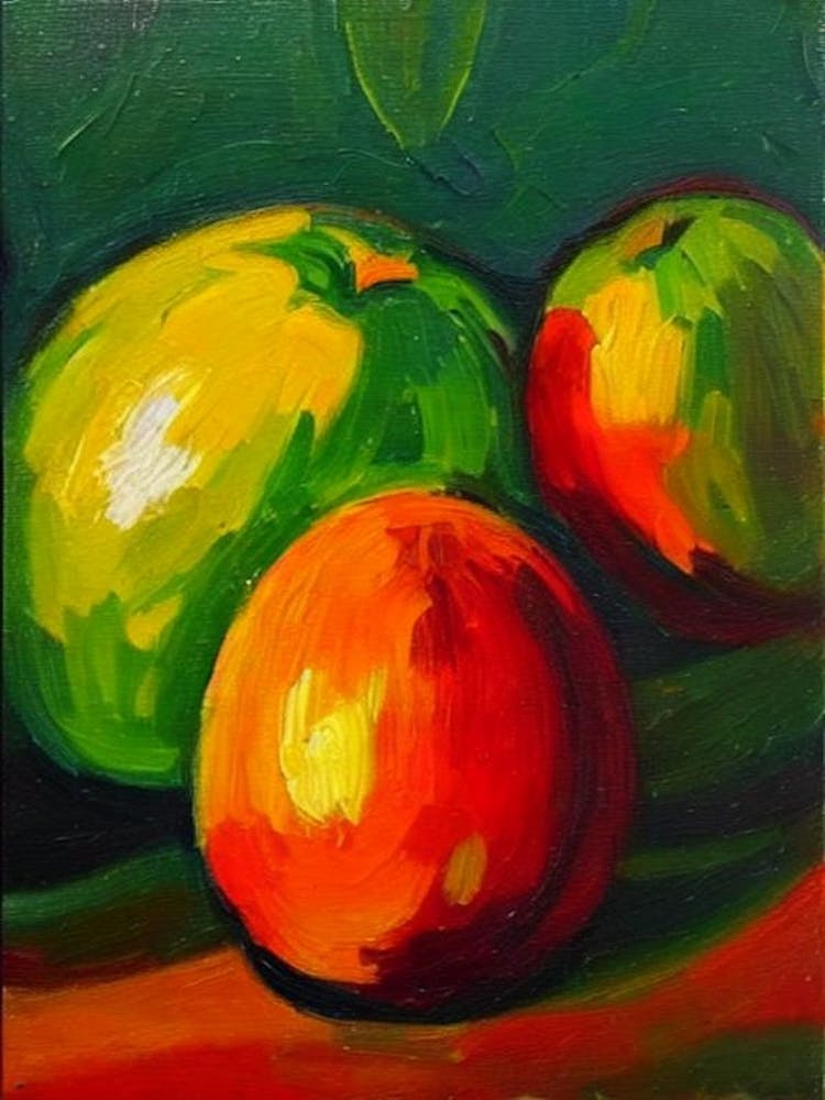 Honeydew Fruit Vibrant Matisse Inspired Painting Fruit