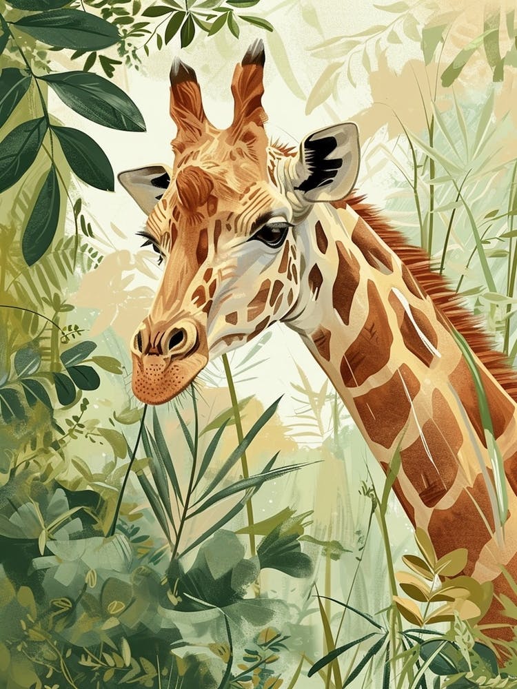 Portrait Of Giraffe Face Colourful Portrait 3