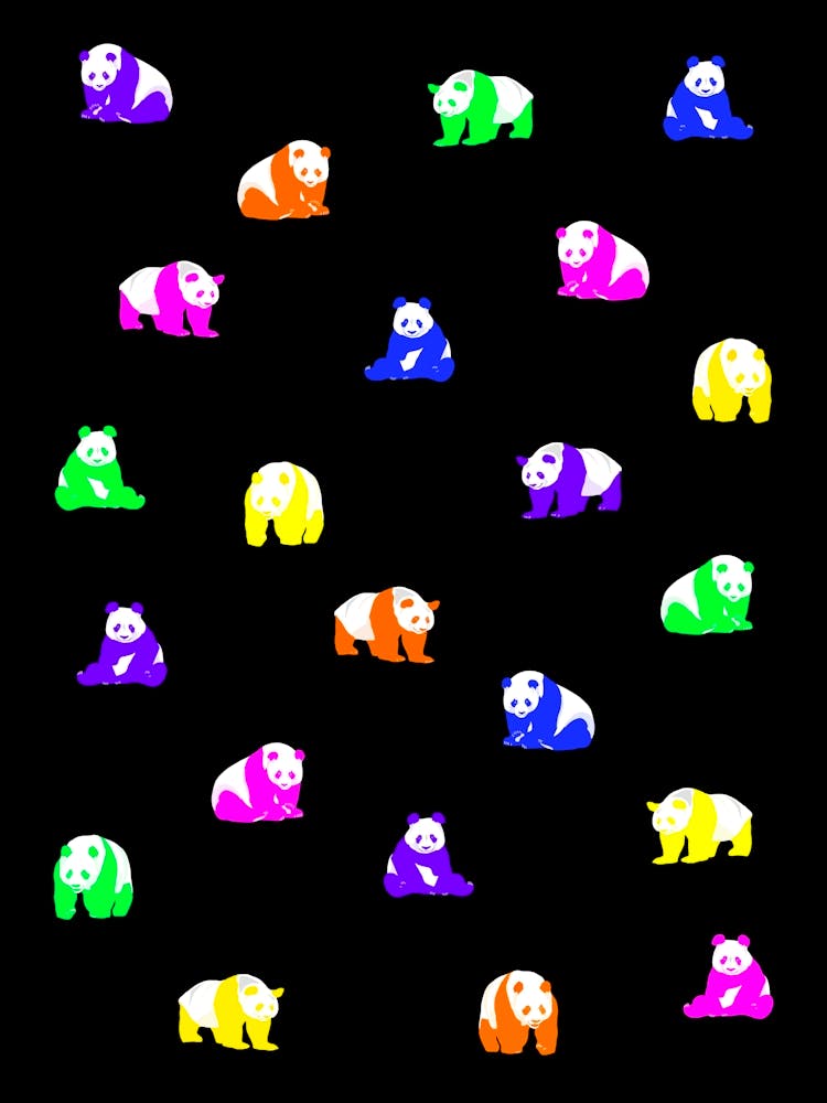 Panda Bears Rainbow Brights