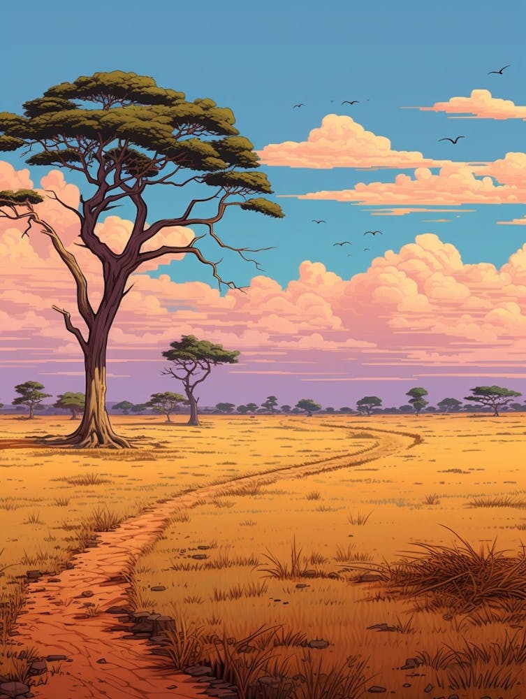 Savanna Landscape Pixel Art 2