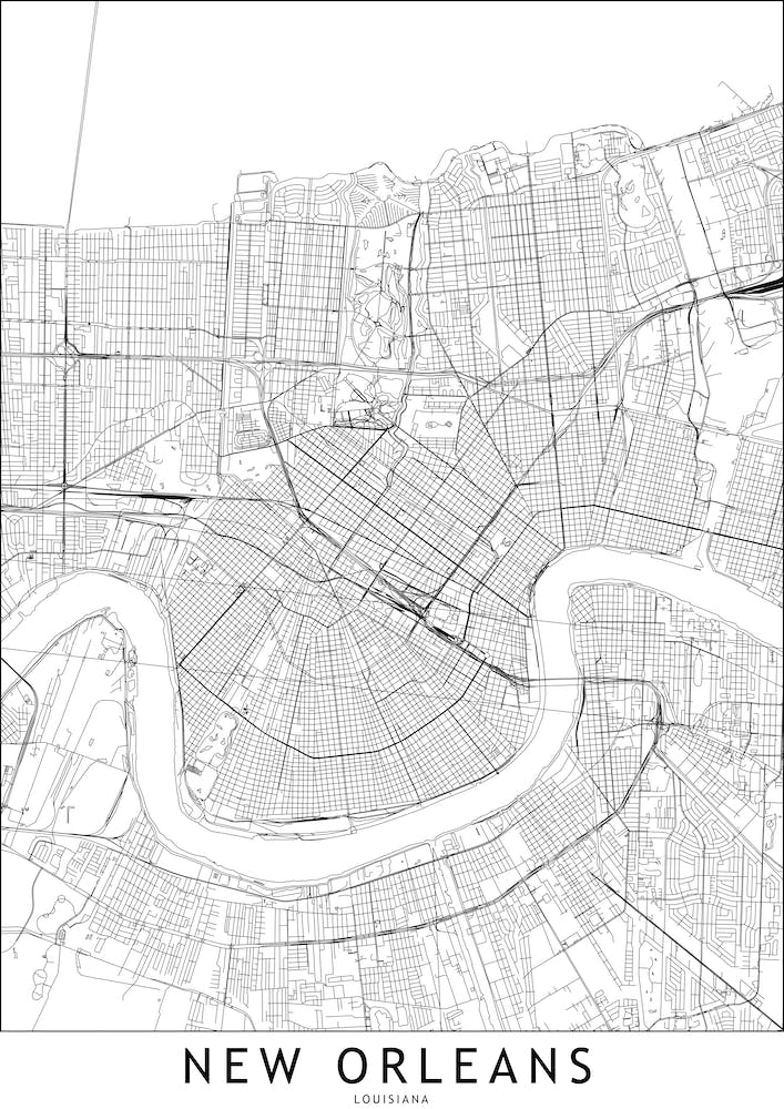New Orleans White Map