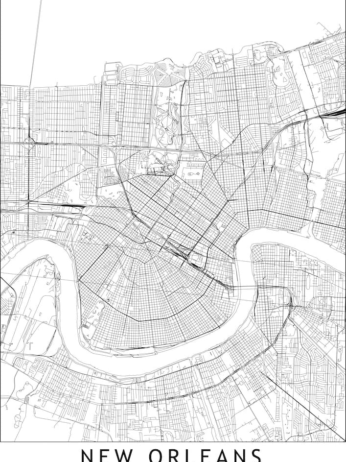 New Orleans White Map
