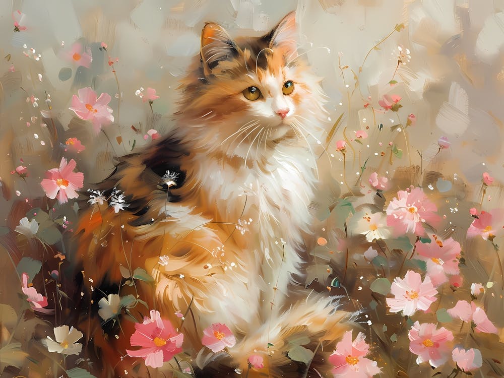 Cat In Flowers 3