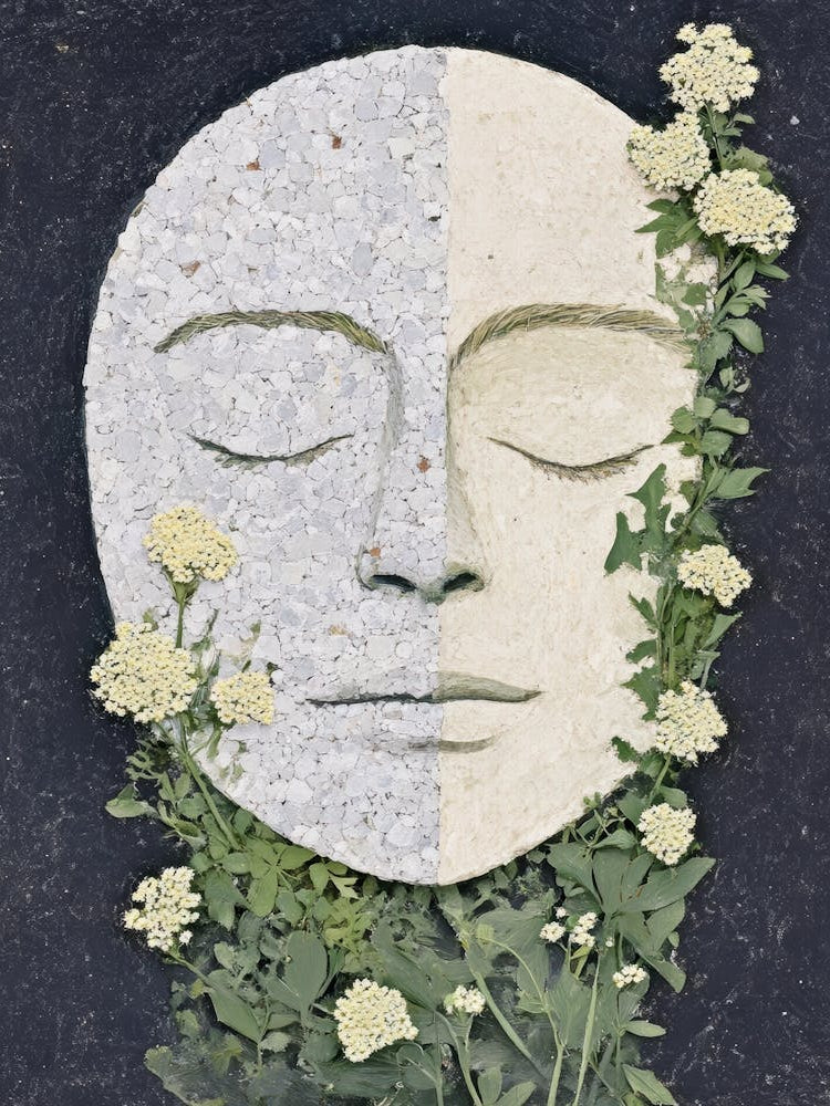 Moon Face With Flowers