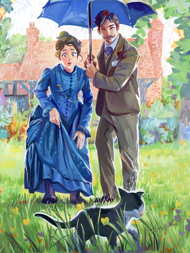 Gouache Illustration Rainy Day