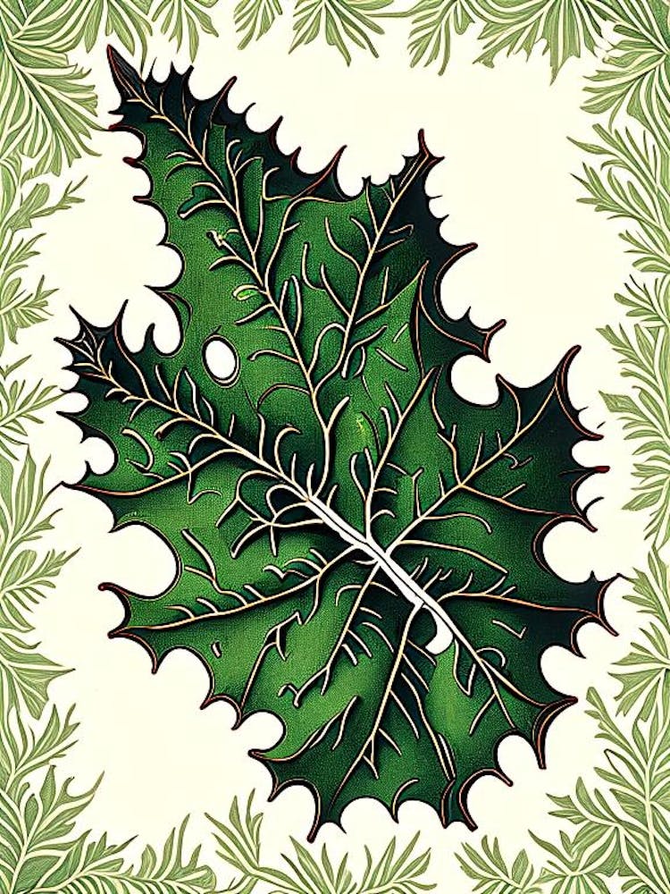 Long Eared Holly Fern 1 Vintage Botanical Poster