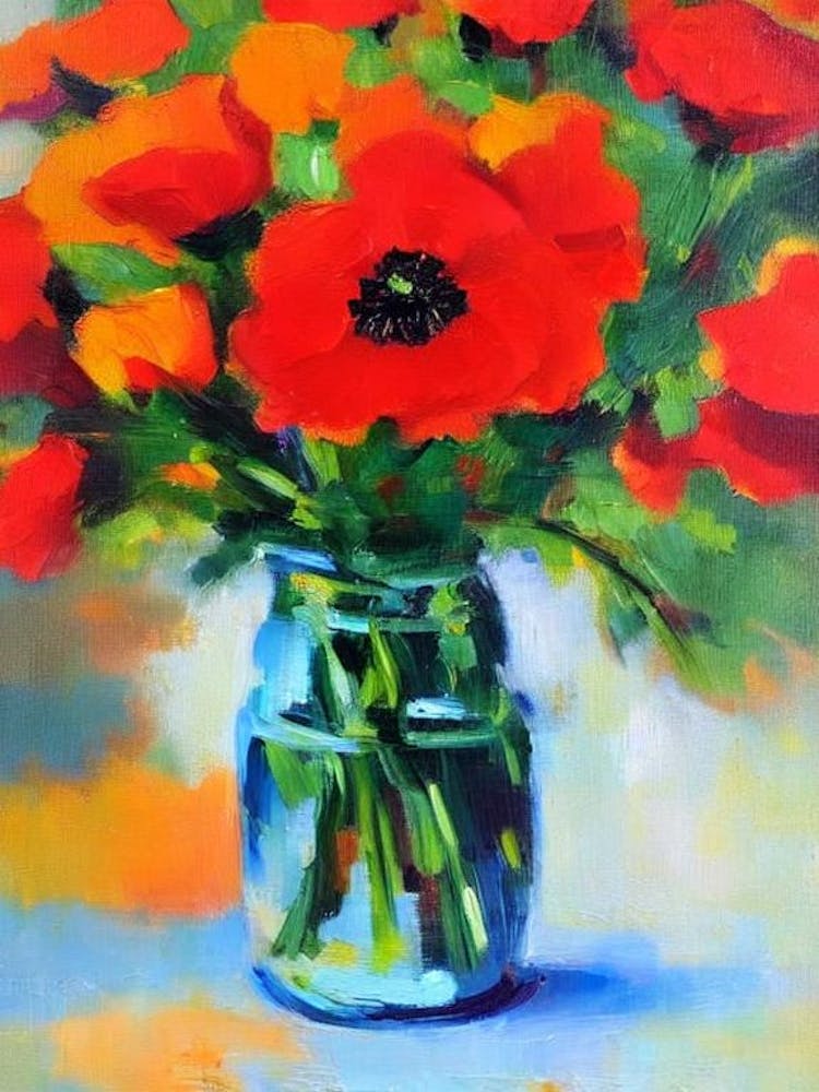 Poppy Floral Abstract Block Colour 1 1 Flower
