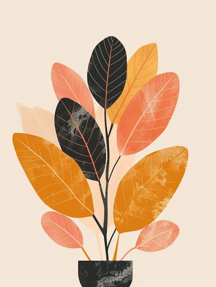 Croton Plant Minimalist Illustration 3