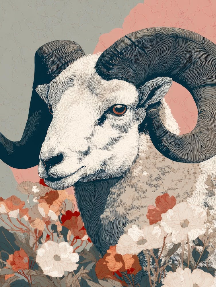 Ram In Flowers
