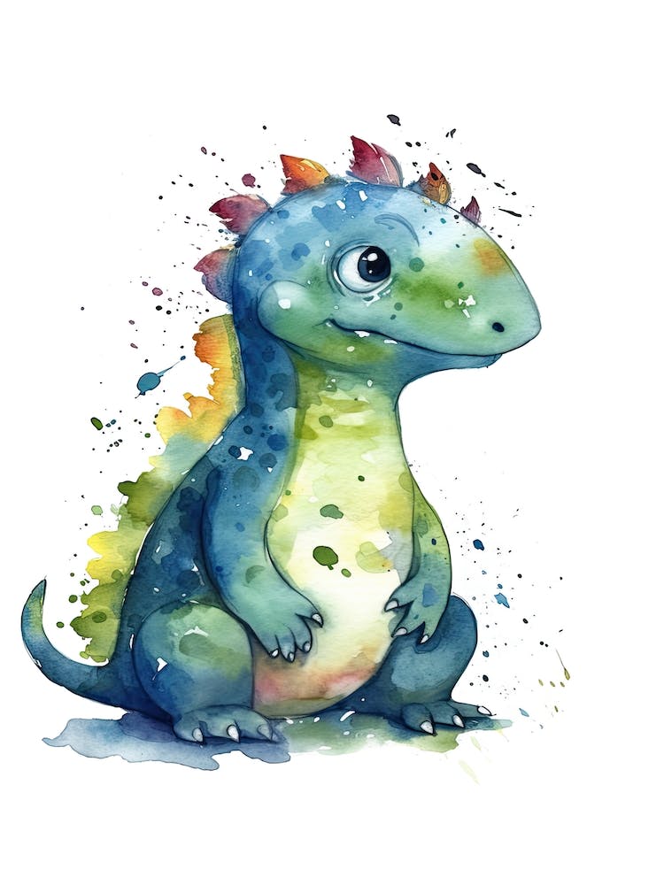 Iguanodon Bernissartensis Cute Dinosaur Watercolour 4