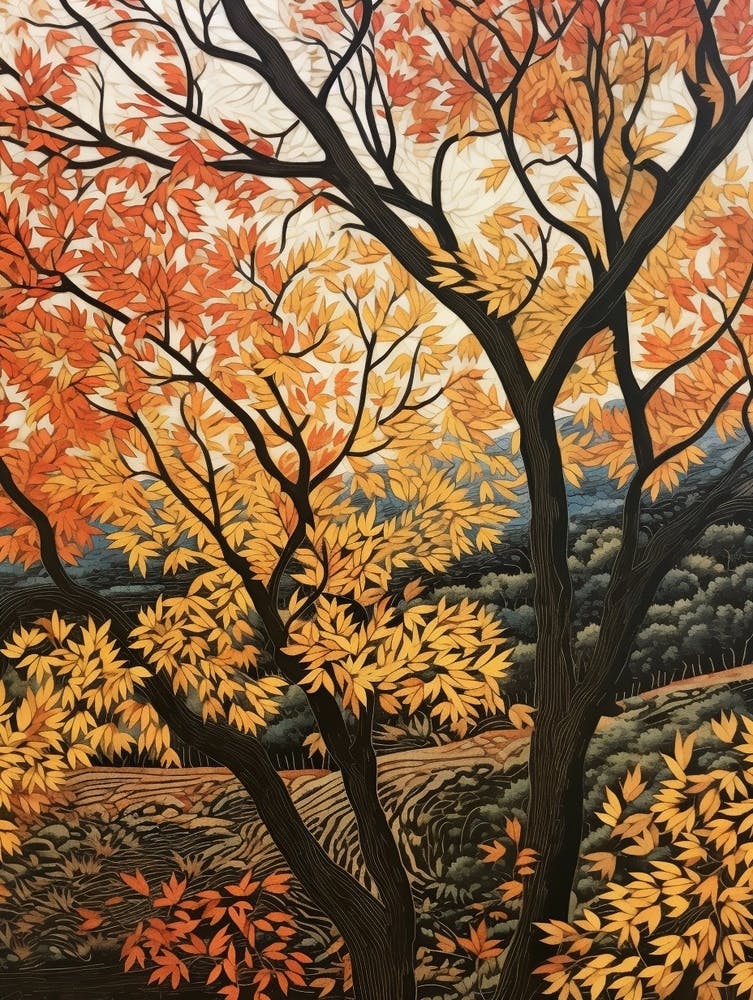 Black Ash 1 Vintage Autumn Tree Print 