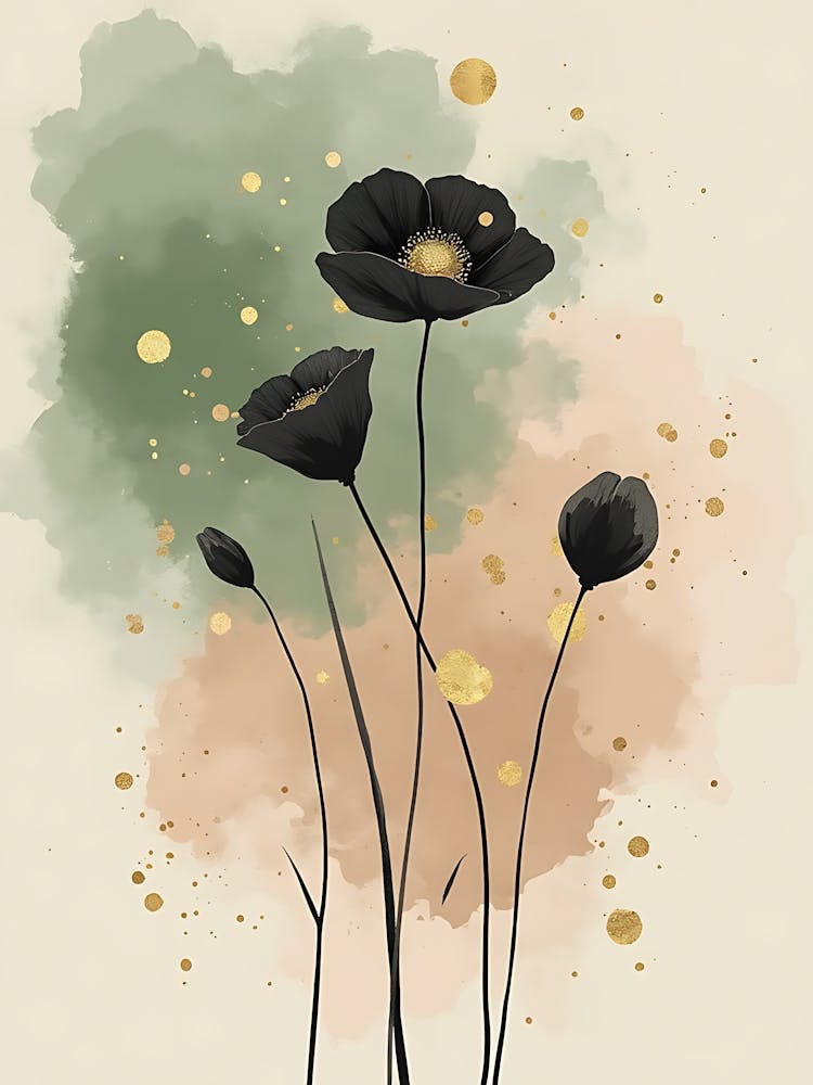 Subtle Botanical Stems in Cream Harmony