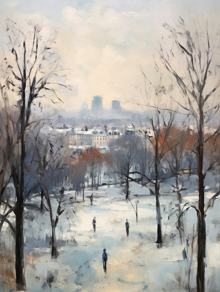 Winter City Park Painting Primrose Hill Park London 3
