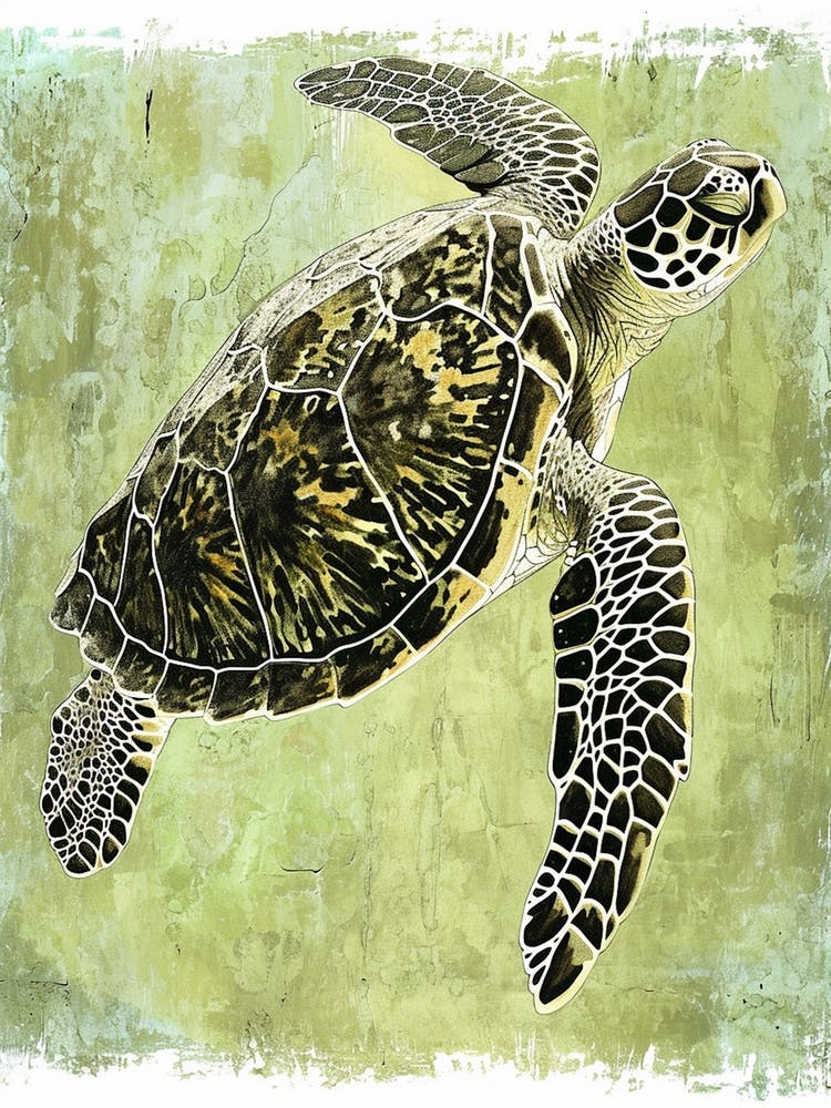 Light Green Tranquil Sea Turtle