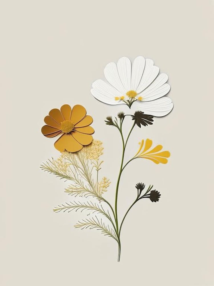 Feverfew Spices And Herbs Retro Minimal 2