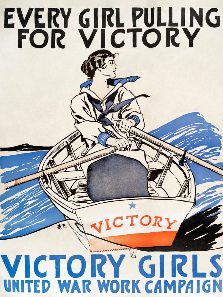 Every Girl Pulling For Victory, Victory Girls United War Work Campaign (1918), Edward Penfield