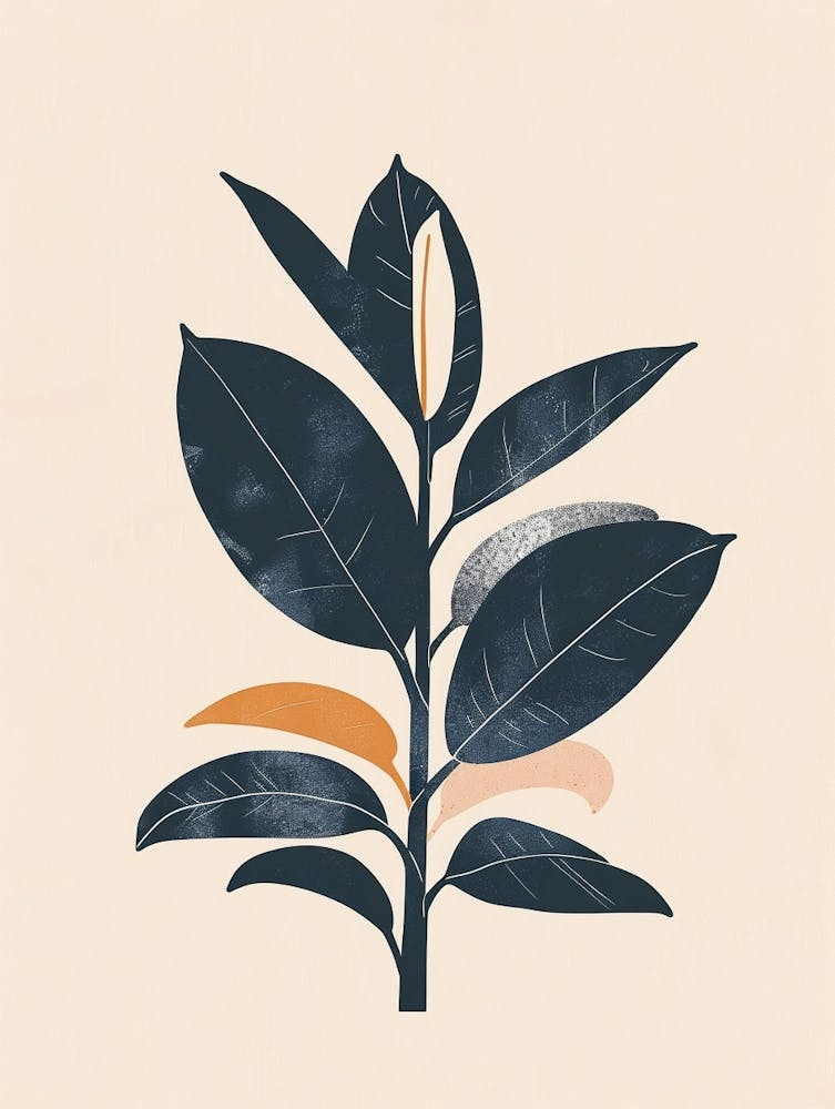 Gummibaum Minimalistische Illustration 1