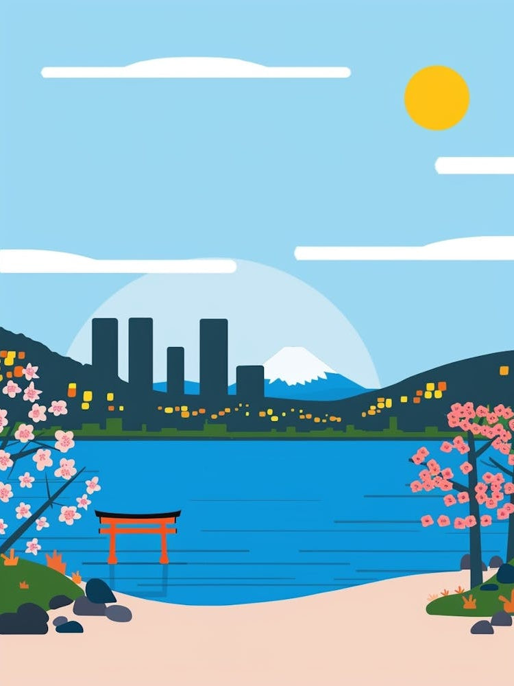 Hiroshima Japan 3 Colourful Illustration