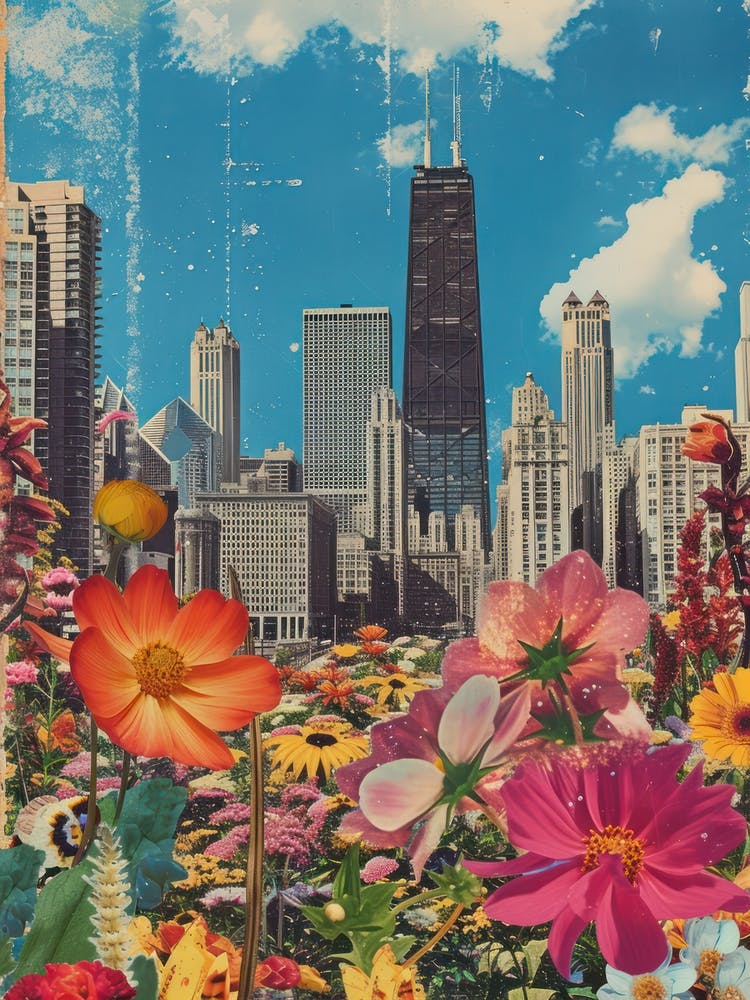 Chicago   Floral Retro Collage Style 2