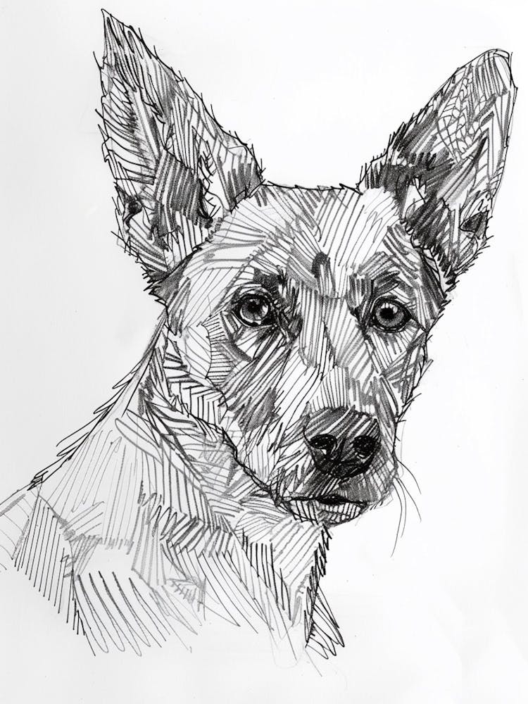 Pointed Dog Line Sketch 1