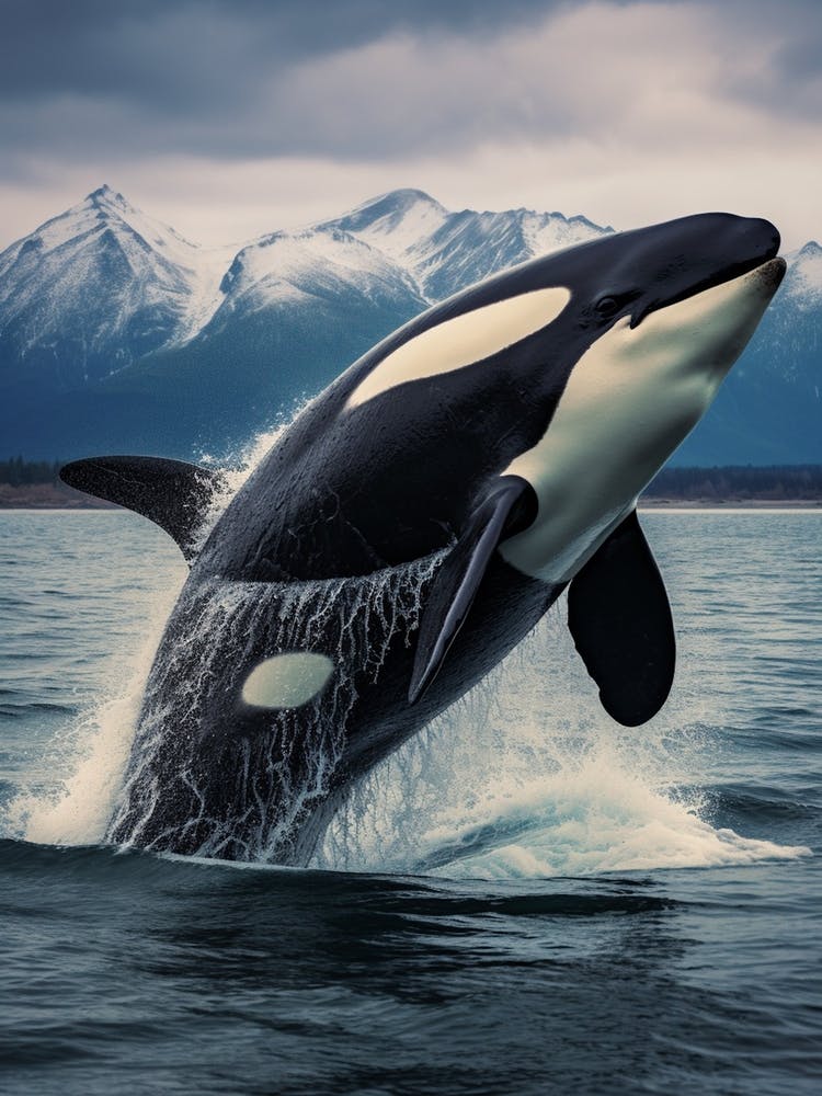 Icy Mountain Realistic Photography Orca Whale3