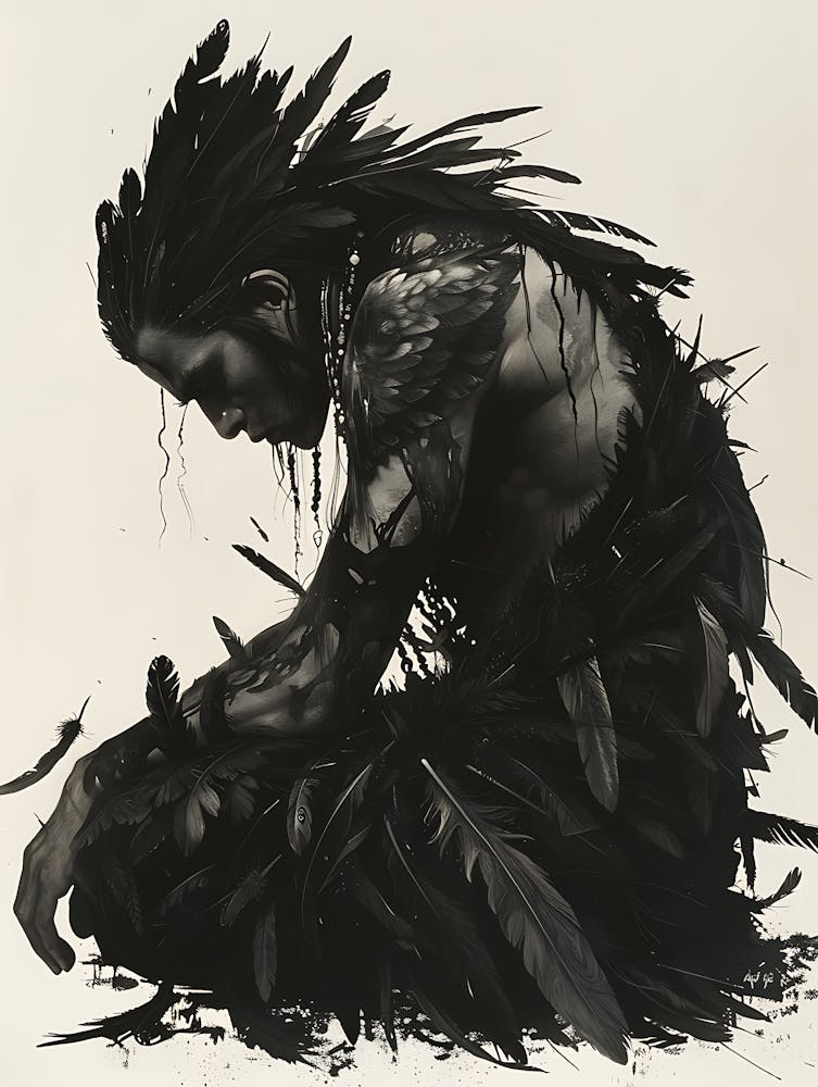 Whimsical Dark Feathers Man 10